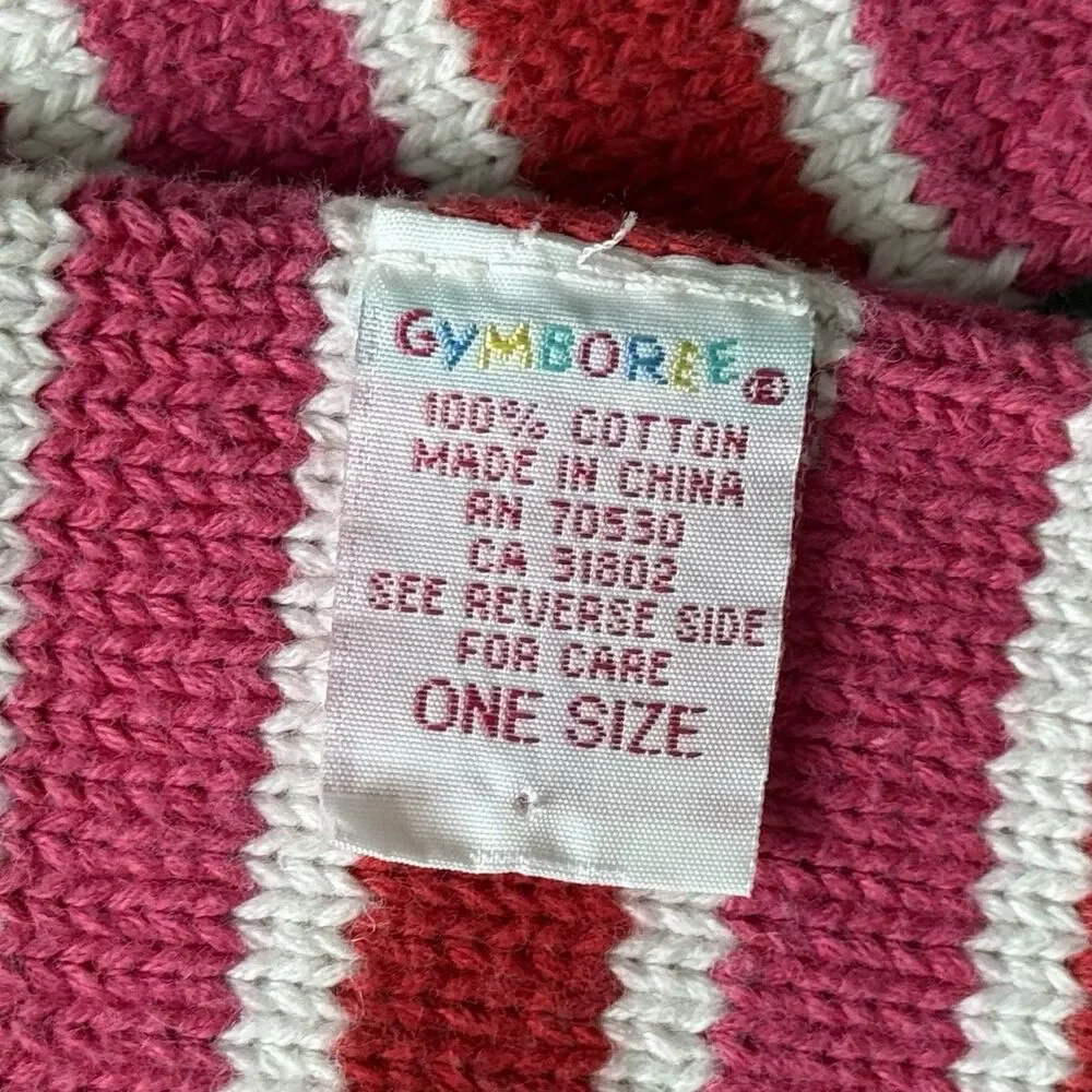 Gymboree VNTG Valentine Striped Pink Red Winter Knit Scarf w Tassels One Size